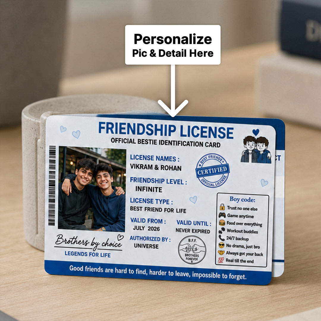 Personalized Friendship License Photo Card | Bestie for Life Keepsake Gift | Love Craft Gifts™