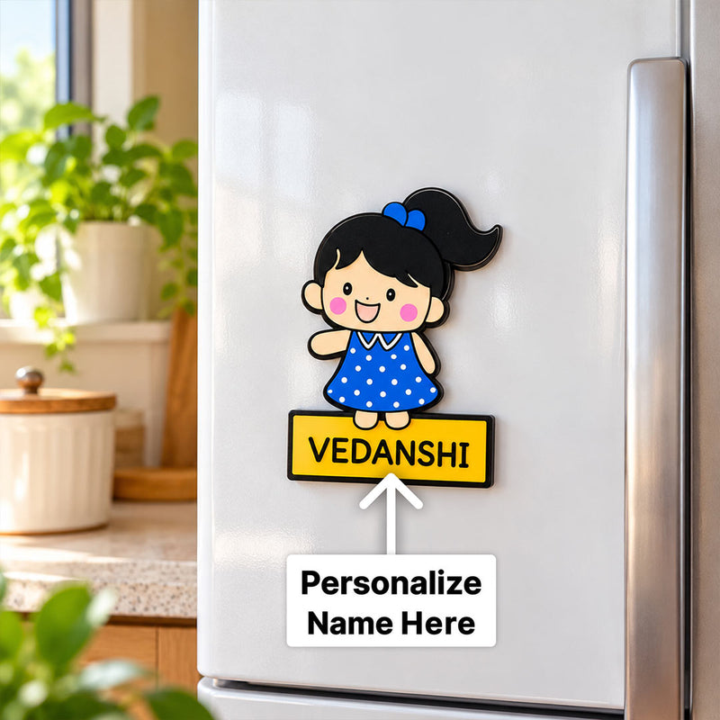 Custom Child Name Fridge Magnet 2x3" with Cute Cartoon Character | Love Craft Gifts™