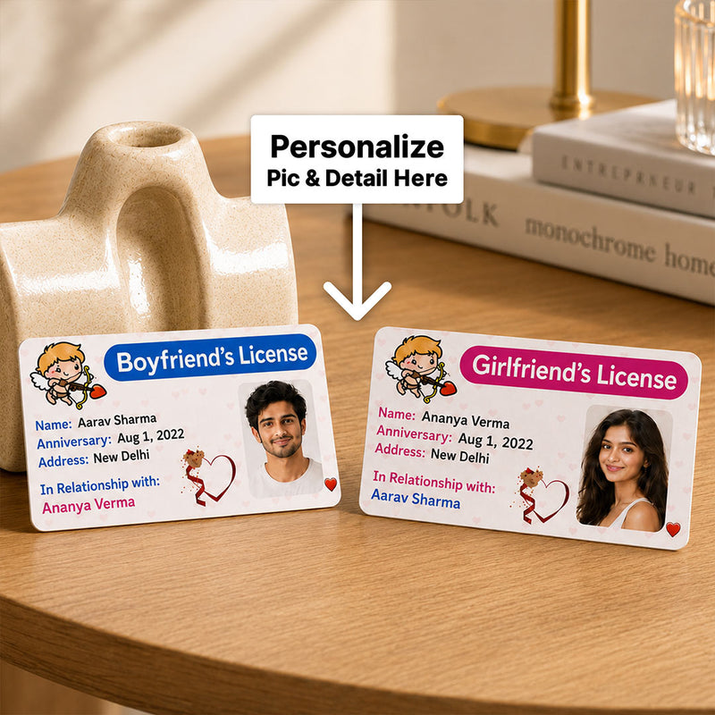 Personalized Boyfriend & Girlfriend License Photo Card Set | Romantic Gift for Couples | Love Craft Gifts™