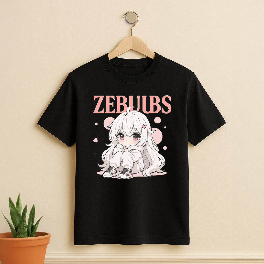 ZEBJUBS Kawaii Anime Girl Graphic T-Shirt – Soft Aesthetic Style | Love Craft Gifts