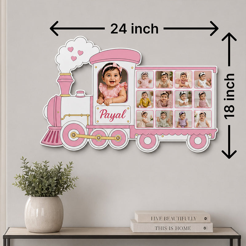 Personalized Baby Train Photo Collage Wall Décor 18x24" | Custom Baby Train Frame | Kids Room Gift | Love Craft Gifts™