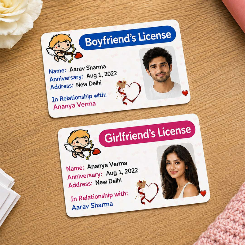 Personalized Boyfriend & Girlfriend License Photo Card Set | Romantic Gift for Couples | Love Craft Gifts™