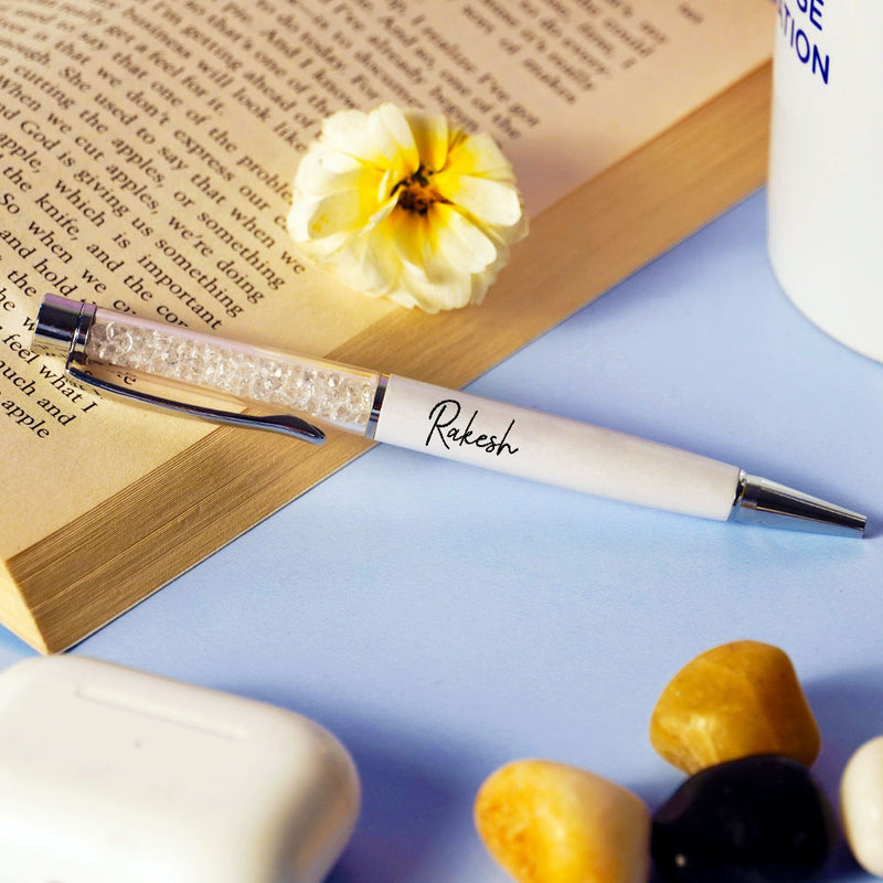 Personalized White Metallic Finish Ball Pen