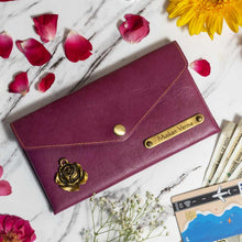 Personalized Ladies Clutch With Charm - Wine