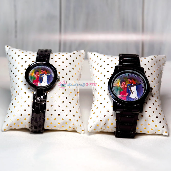 Customized Black Colour Wrist Watch Combo