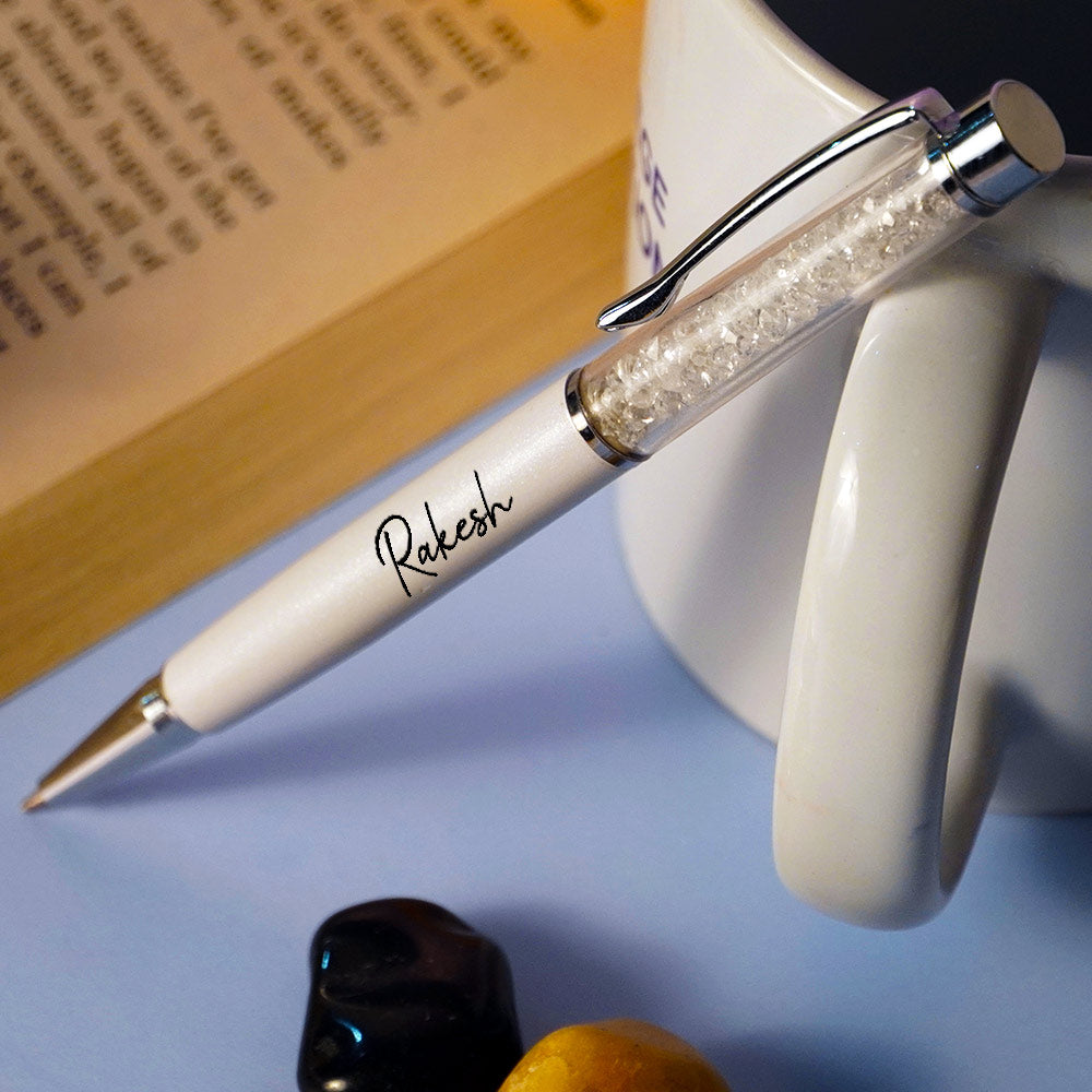 Personalized White Metallic Finish Ball Pen