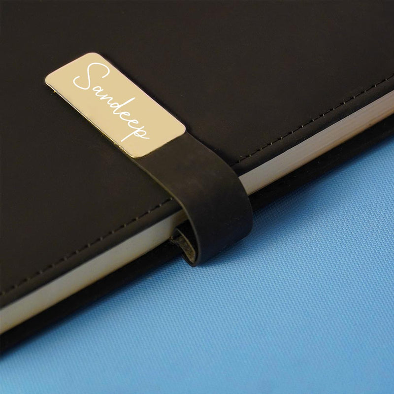 Personalized Black Diary With Flip Strap Closure