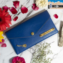 Personalized Ladies Clutch With Charm - Blue