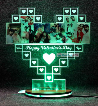 3D Acrylic Heart Valentine Multi-Led Table Lamp