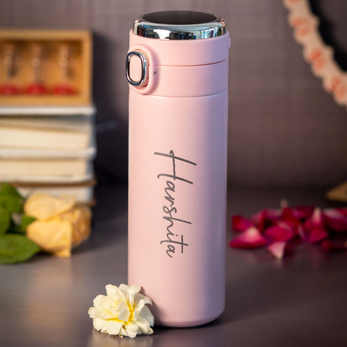 Customized Pink Smart Temperature Water Bottle | Love Craft Gifts