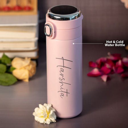 Customized Pink Smart Temperature Water Bottle | Love Craft Gifts