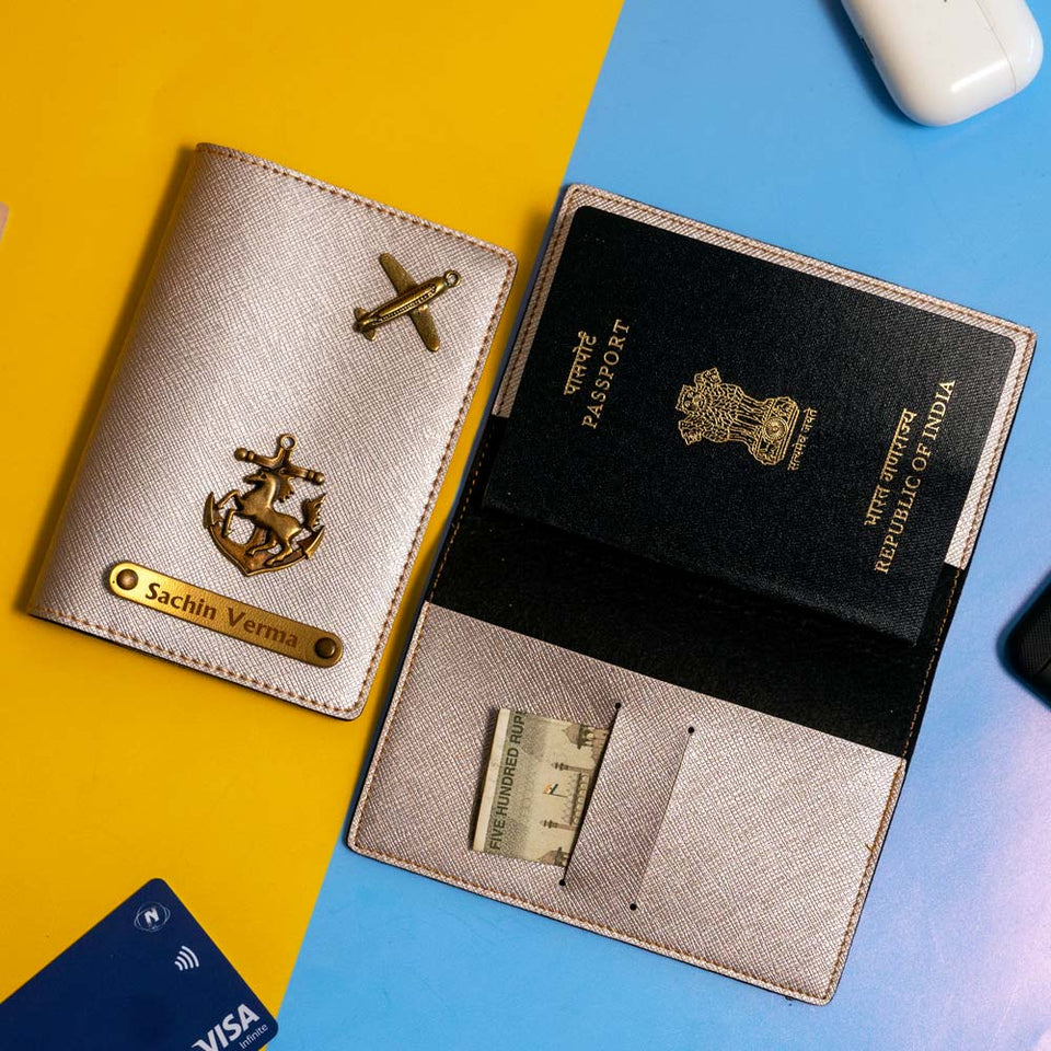 Customized Leather Passport Cover With Name & Charm