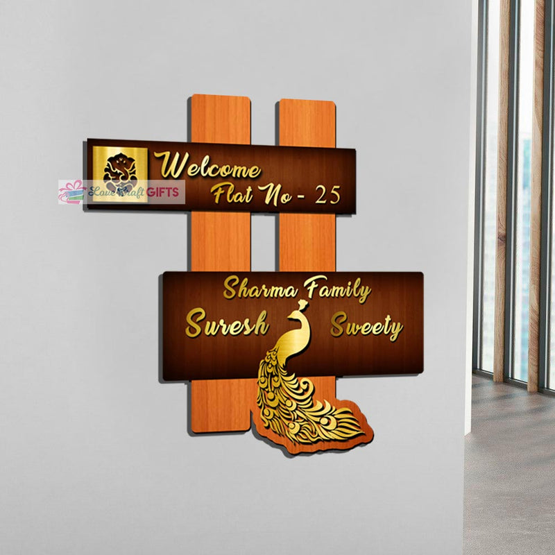 Peacock Design Wooden Home Name Plates | love craft gift