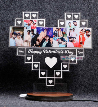 3D Acrylic Heart Valentine Multi-Led Table Lamp