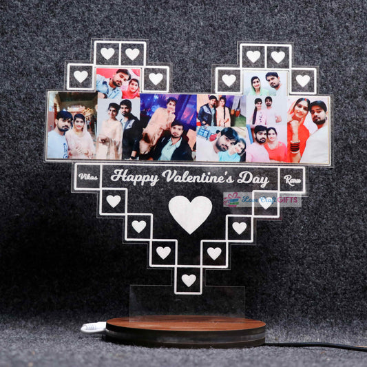 3D Acrylic Heart Valentine Multi-Led Table Lamp