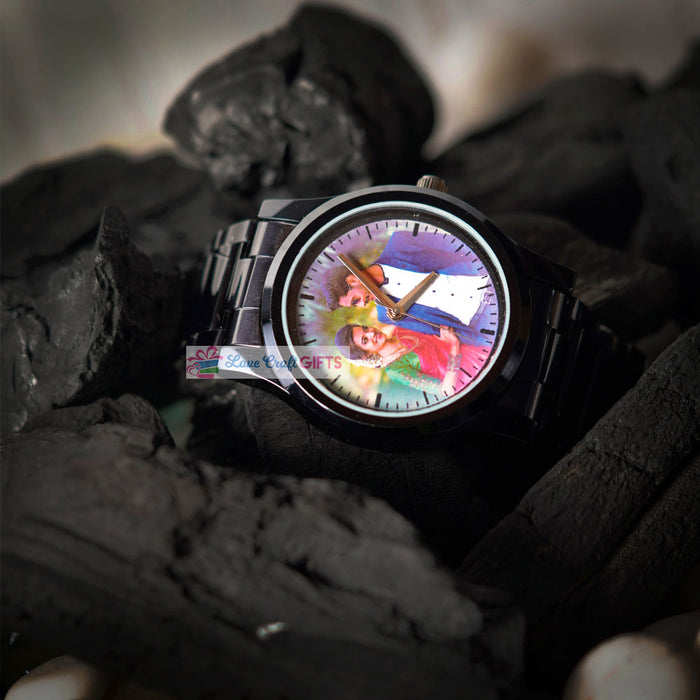 Black Customized Wrist Watch For Him