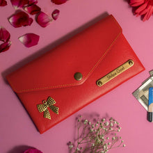 Personalized Ladies Clutch With Charm - Red