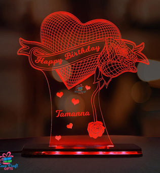 Personalized 3d Acrylic Happy Birthday LED Lamp