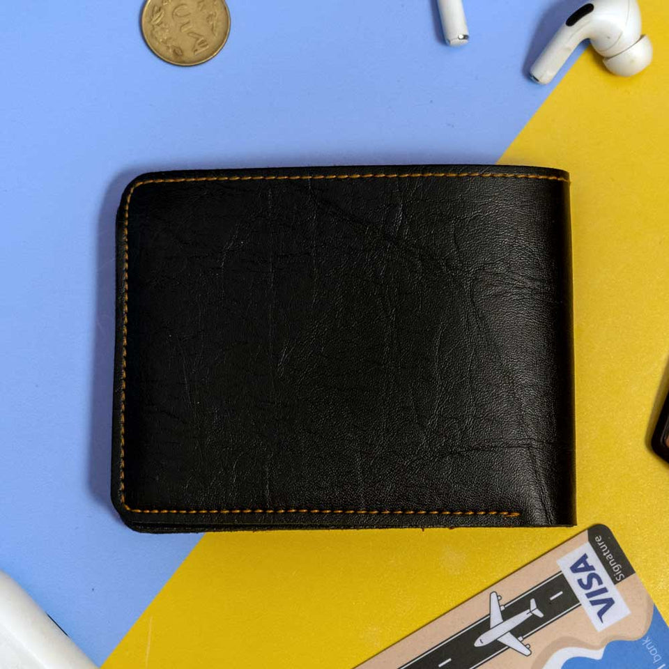 Premium Color Leather Wallet - Black