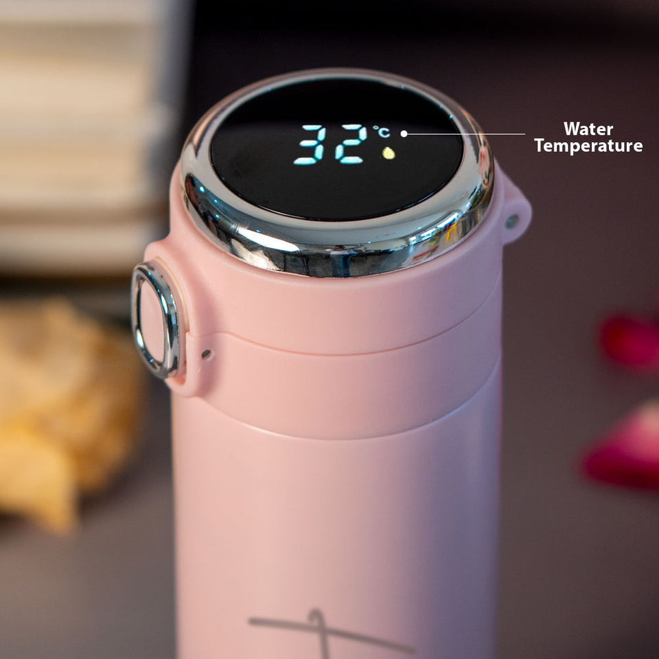 Customized Pink Smart Temperature Water Bottle | Love Craft Gifts