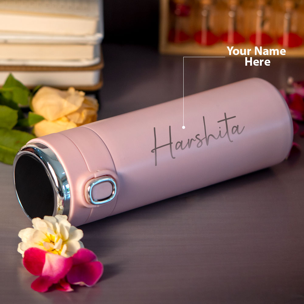 Customized Pink Smart Temperature Water Bottle | Love Craft Gifts