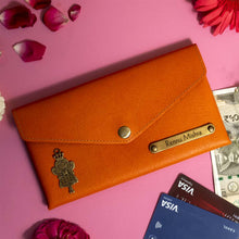 Personalized Ladies Clutch With Charm - Orange