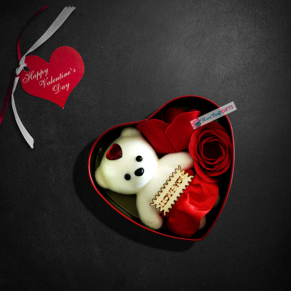 VALENTINE SPECIAL CARICATURE AND TEDDY BOX COMBO | love craft gift