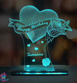 Customized 3d Acrylic Happy Birthday LED Lamp For Her