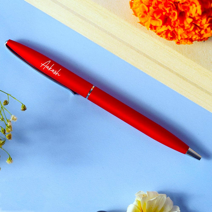 Personalized Red Metallic Ball Pen