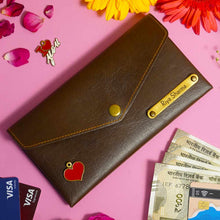 Personalized Ladies Clutch With Charm - Dark Brown
