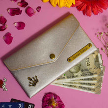 Personalized Ladies Clutch With Charm - Silver