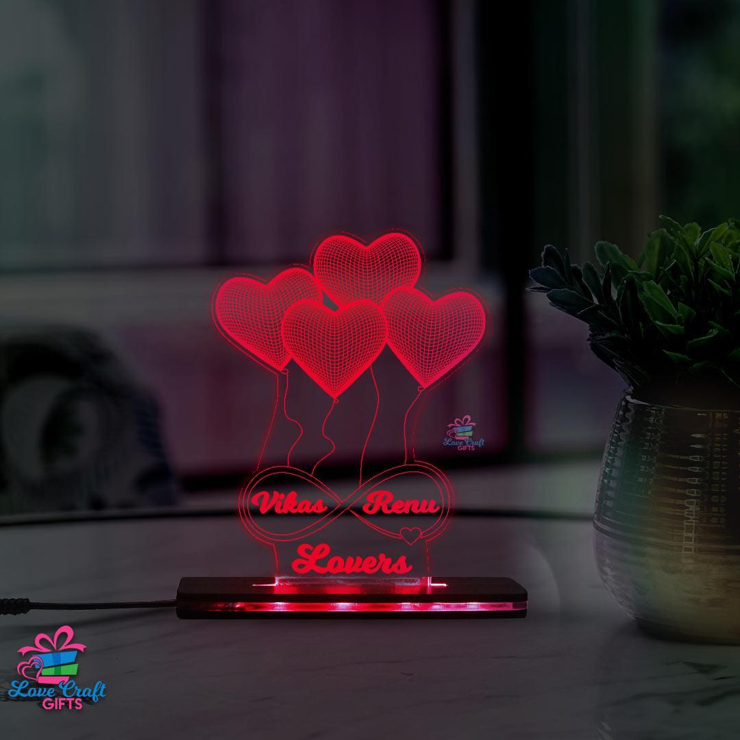 3d Acrylic Multicolored LED Lamp For Her