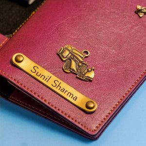 Personalized Leather Passport Cover With Name & Charm