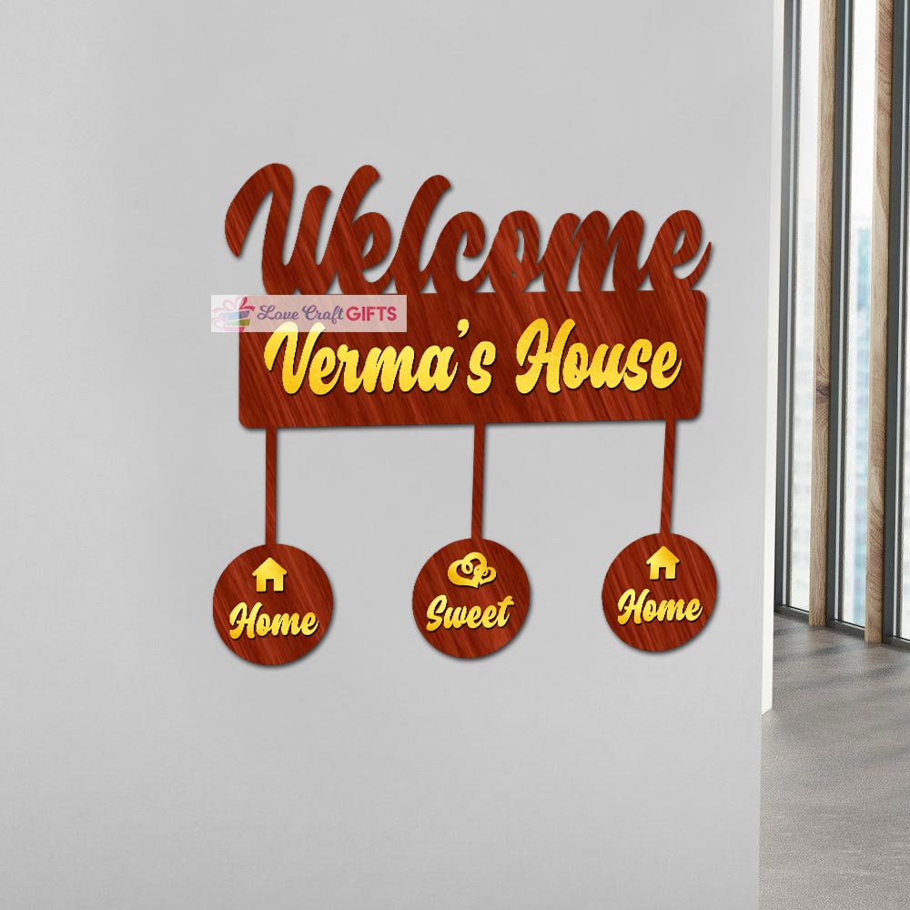 Modern Wooden Home Name Plates-12x15"