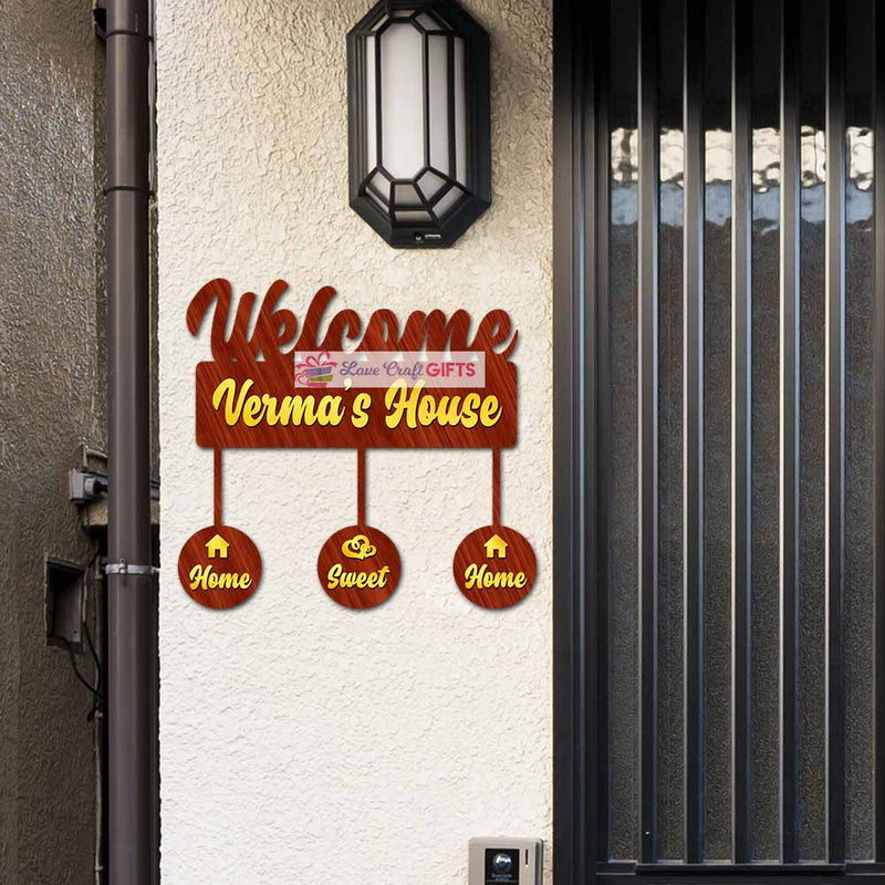 Modern Wooden Home Name Plates-12x15"