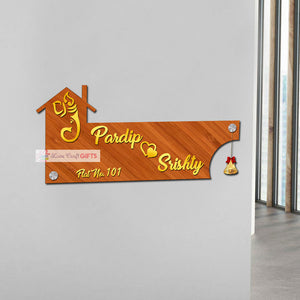 Ganesh Ji Wooden Home Name Plates