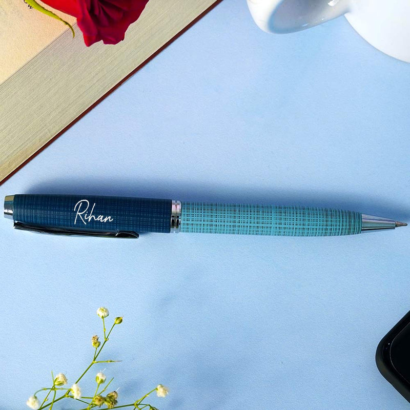 Customized Blue Metallic Finish Ball Pen