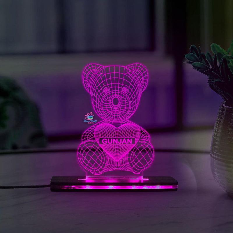 3d Acrylic Teddy Name LED Lamp