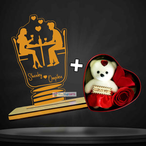 VALENTINE SPECIAL ACRYLIC LAMP AND TEDDY BOX COMBO | love craft gift