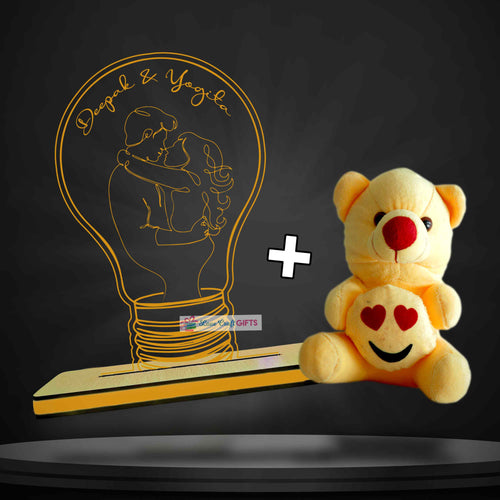 VALENTINE SPECIAL ACRYLIC LAMP AND TEDDY COMBO | love craft gift