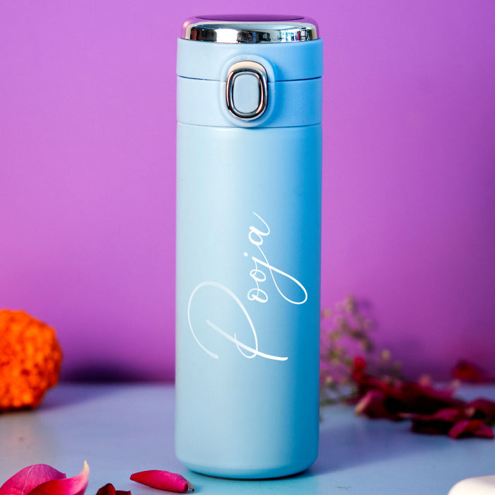 Customized Blue Smart Temperature Water Bottle| Love Craft Gifts 