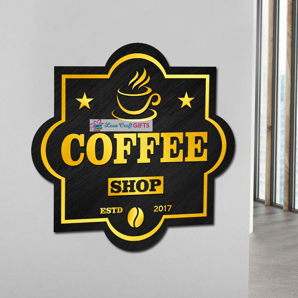 Coffee Shop Wooden Home Name Plates-12x15"