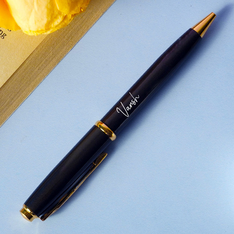 Premium Personalized Black Metallic Ball Pen