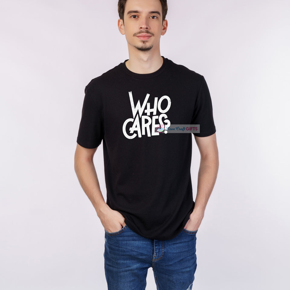 Men's Black Who Cares Printed T-Shirt