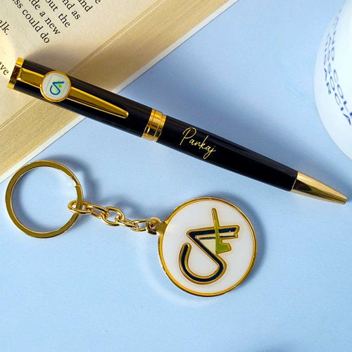 CA Personalized Golden Pen And Keychain Set