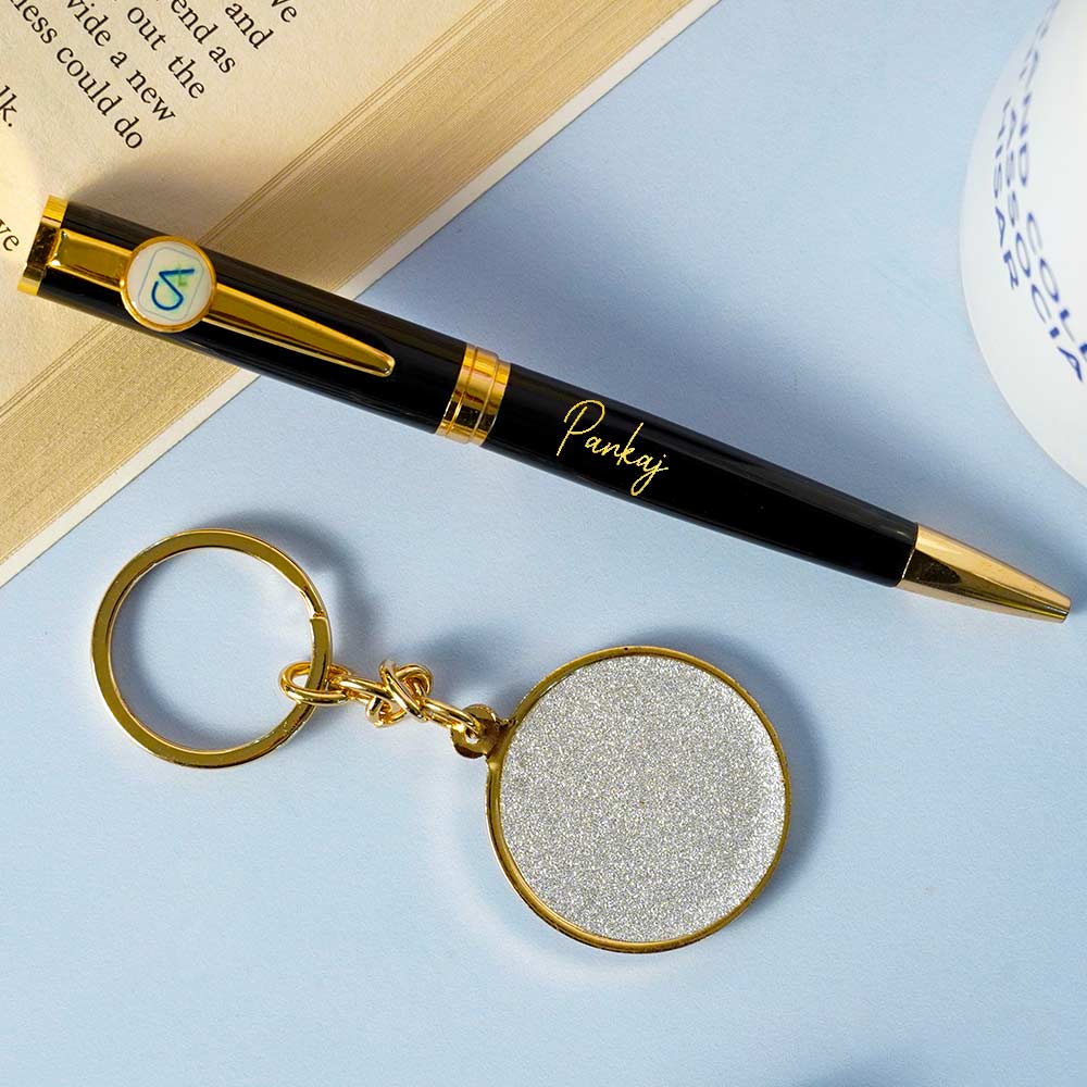 CA Personalized Golden Pen And Keychain Set