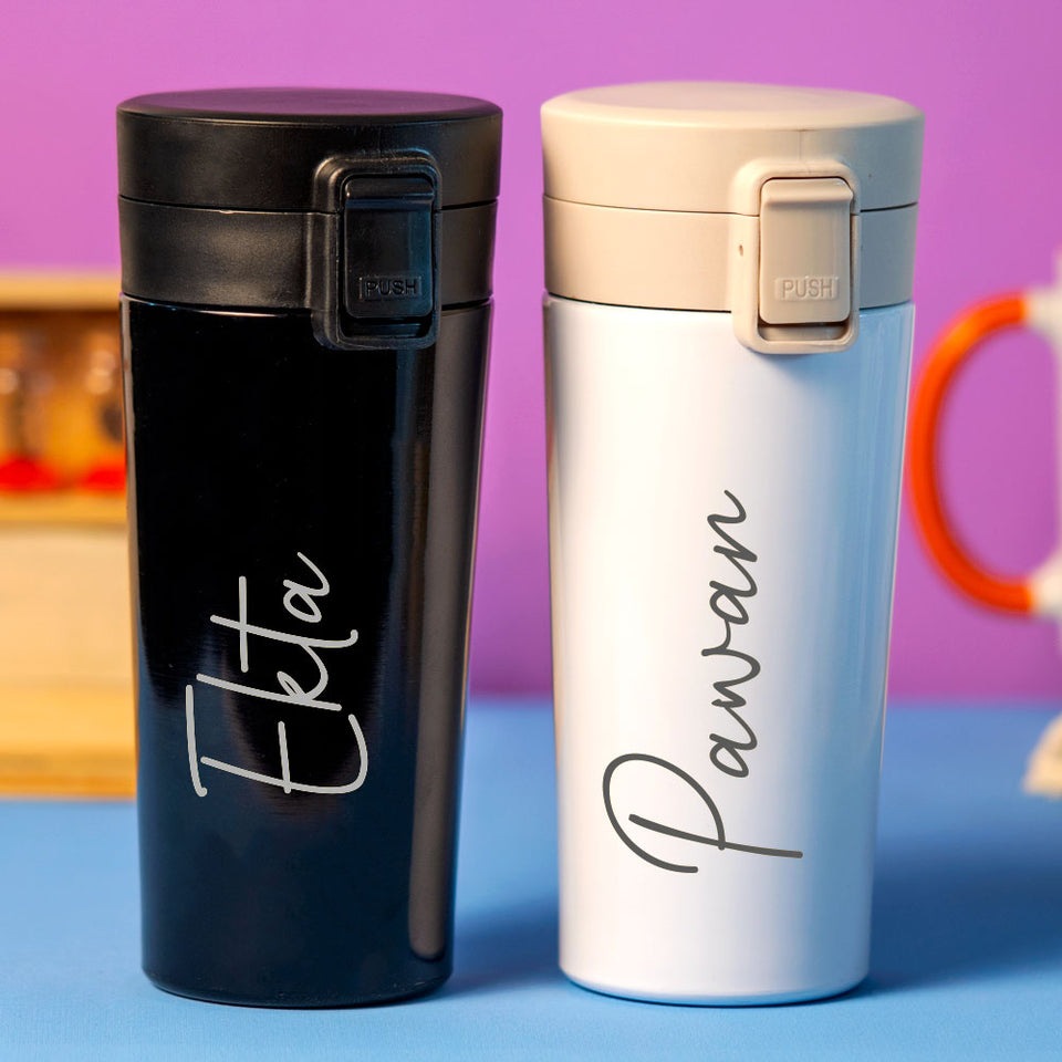 Black Stainless Insulated Coffee Mug Or Water Bottle |Love Craft Gifts