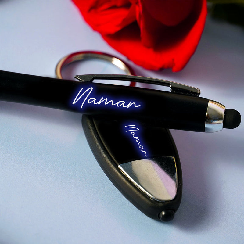 Personalized Premium LED Pen And Keychain Combo