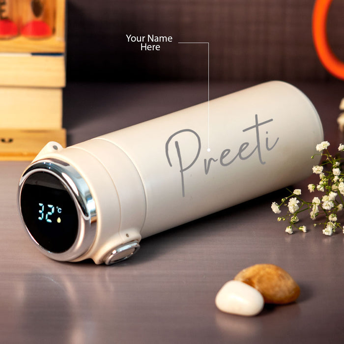 Customized Cream Smart Temperature Water Bottle | Love Craft Gifts