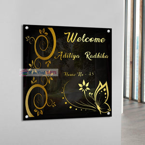 Flower Design Acrylic Home Name Plates | love craft gift